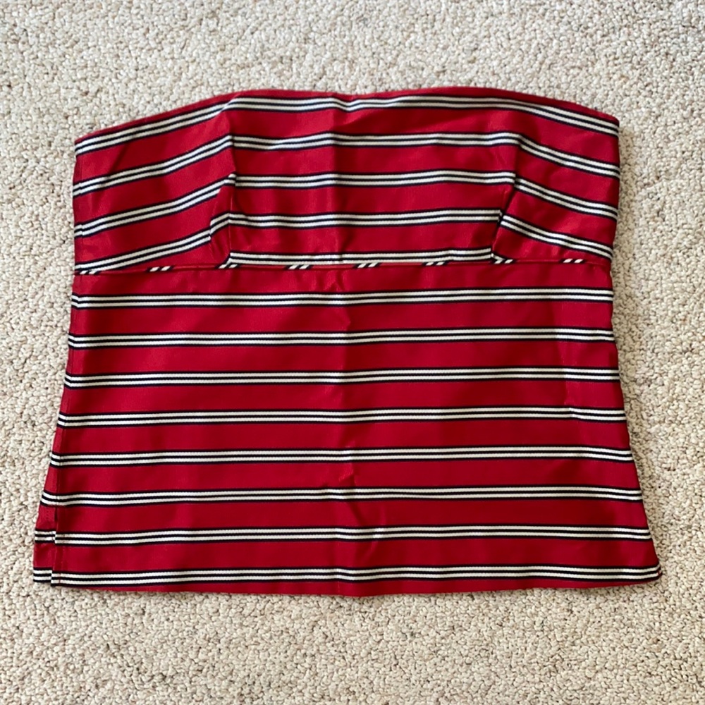 NWT J Crew strapless striped silk top
